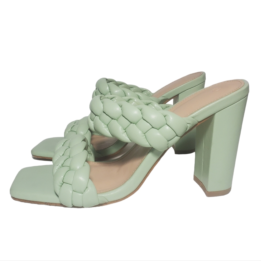 Braided Sandals Square Open Toe Backless Block Heel Strappy Casual - Picture 4 of 9